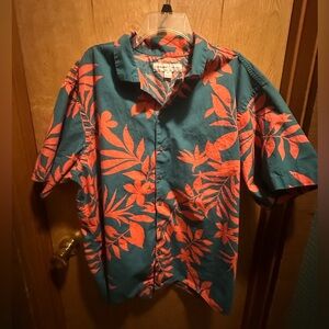 Old Navy Men's Teal and Coral Floral Shirt XXL